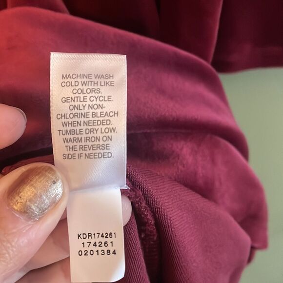 J. Jill Burgundy Mock Turtleneck Long Sleeve Pockets Velour Velvet Dress Sz L - Picture 6 of 8